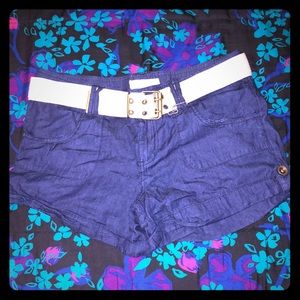 Dollhouse” navy blue shorts with belt